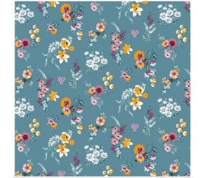 Textilwachstuch - Flowery by Poppy rauchblau